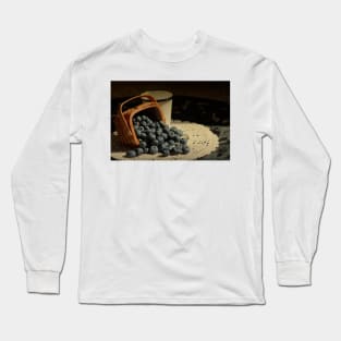 Blueberries in Basket - Old World Stills Series Long Sleeve T-Shirt